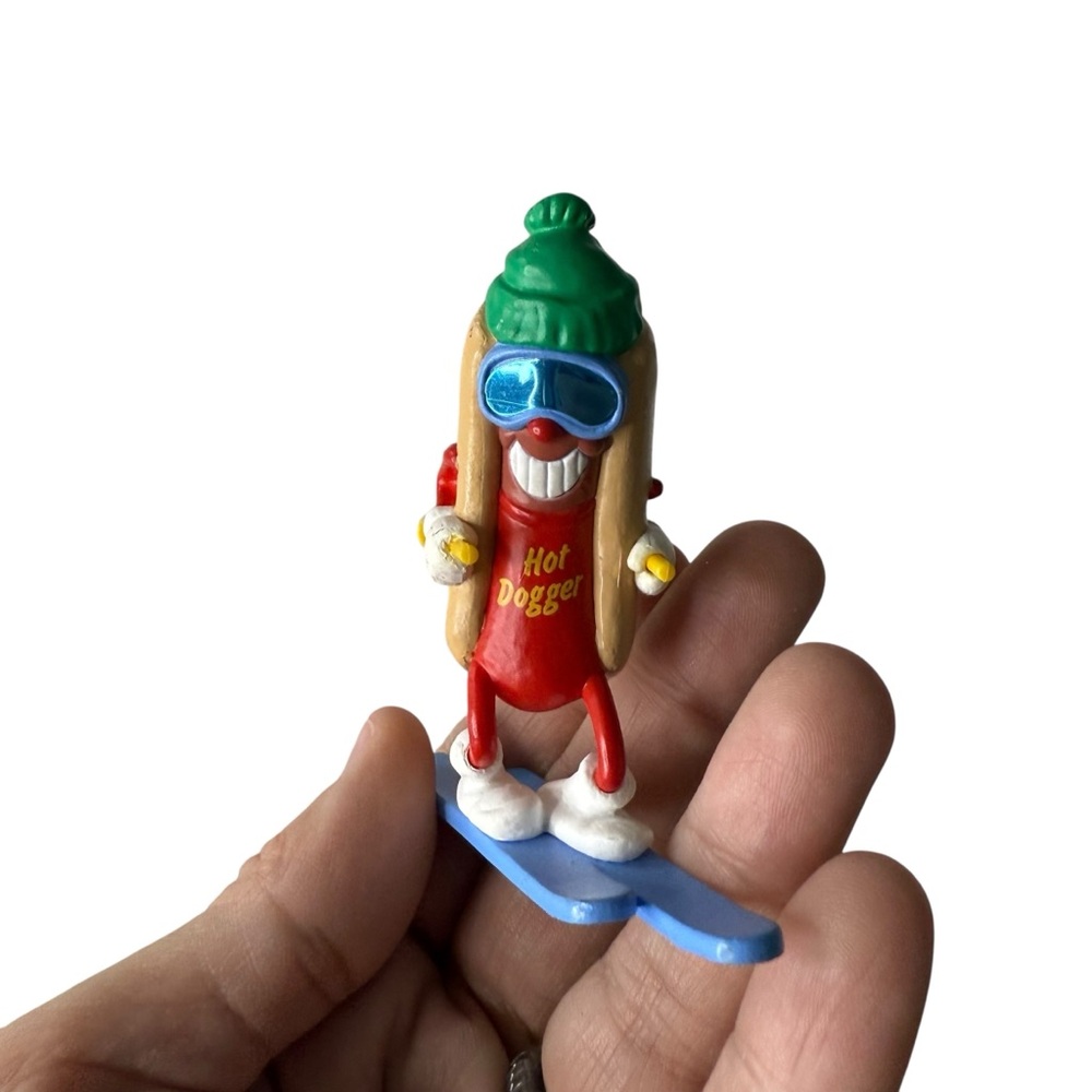 Vintage 1990 Hallmark Keepsake Hot Dogger Skiing Ornament Retro Hot Dog 90s